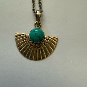 Silver and Turquoise Pendant Necklace